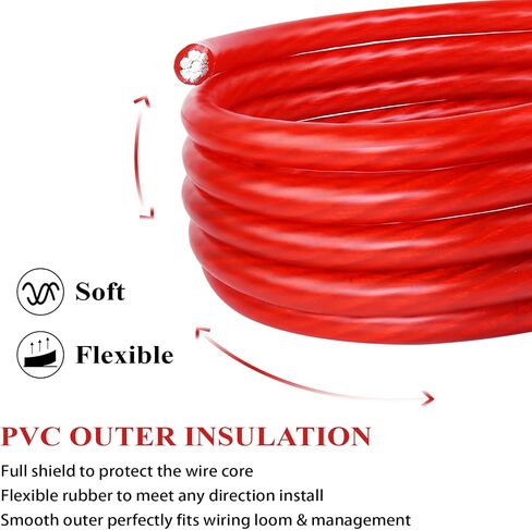 2/0 AWG Battery Cable (12 Feet Black, 12 Feet Red) - 2/0 Gauge CCA Welding Wire with SC Connector Lugs & 3:1 Heat Shrink Tubes for Solar, Car, RV, Accumulator in Kuwait
