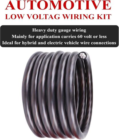 2/0 AWG Battery Cable (12 Feet Black, 12 Feet Red) - 2/0 Gauge CCA Welding Wire with SC Connector Lugs & 3:1 Heat Shrink Tubes for Solar, Car, RV, Accumulator in Kuwait