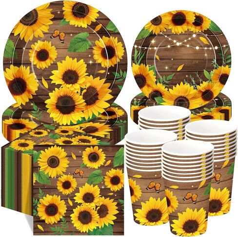 250 Pcs Floral Disposable Tableware Set Wildflower Disposable Paper Plates Vintage Floral Napkins and Cups for Wedding Tea Party Decoration Bridal Shower Baby Shower(Rustic Style) in Kuwait