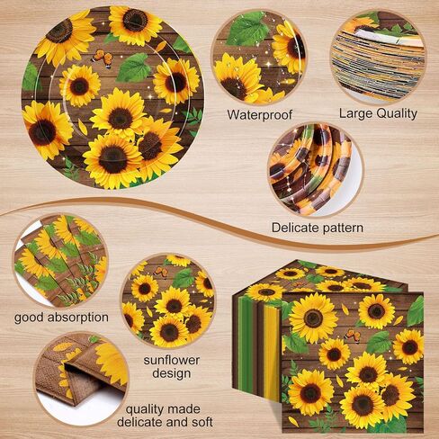 250 Pcs Floral Disposable Tableware Set Wildflower Disposable Paper Plates Vintage Floral Napkins and Cups for Wedding Tea Party Decoration Bridal Shower Baby Shower(Rustic Style) in Kuwait
