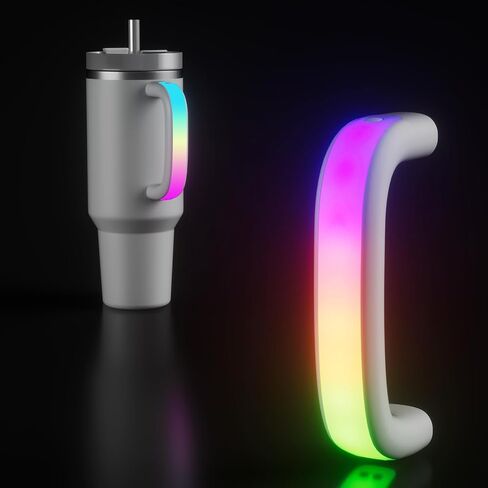 6 Colors LED Light-Up Tumbler Handle for Stanley 40oz/30oz, Comfortable Cup Handle Water Bottle Handle for Stanley Tumbler-Compatible with 40oz Stanley Cup Accessories, Use for Outdoor, Party, Home in Kuwait