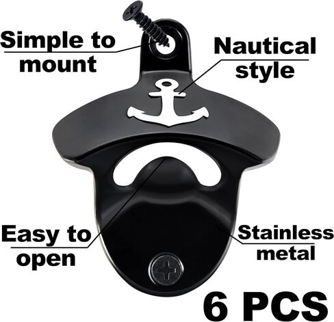White Anchor Bottle Opener Wall Mount, Nautical Rustproof Soda Opener Cooler Mount for Home Ship Decoration in Kuwait
