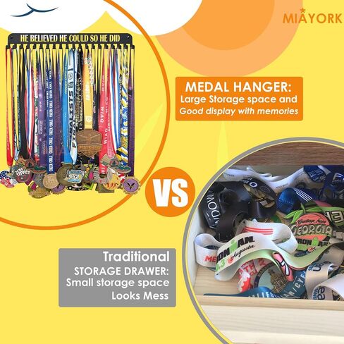 White Medal Hanger Display She Believed she Could so she did Running Medal Holder Display - 16" Long Medal Rack Sturdy Wall Mount Medals Easy to Install in Kuwait