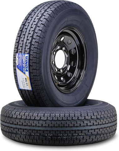 WINDA Trailer Tire Wheel Assembly ST205/75R15 8-Ply D 107L 5 Lug on 4.5" PCD Black Mod Rim,SET 2 in Saudi Arabia
