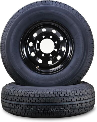 WINDA Trailer Tire Wheel Assembly ST205/75R15 8-Ply D 107L 5 Lug on 4.5" PCD Black Mod Rim,SET 2 in Saudi Arabia