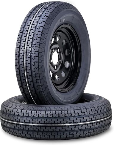 WINDA Trailer Tire Wheel Assembly ST205/75R15 8-Ply D 107L 5 Lug on 4.5" PCD Black Mod Rim,SET 2 in Saudi Arabia