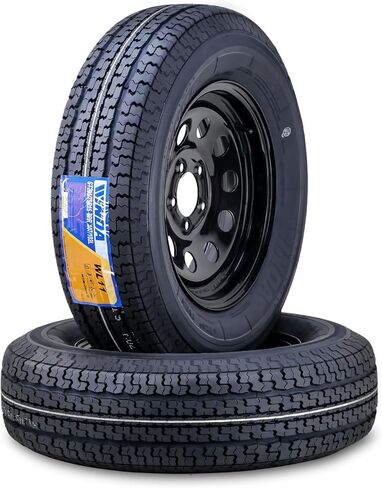 WINDA Trailer Tire Wheel Assembly ST205/75R15 8-Ply D 107L 5 Lug on 4.5" PCD Black Mod Rim,SET 2 in Saudi Arabia