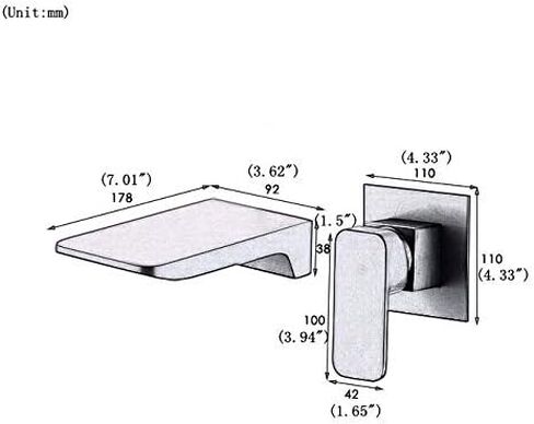 الحائط الحمام الحمام صنبور شلال صنبور حوض استحمام الأسود ، صنبورات جدار التصميم الحديثة لأصابح الحمام ، صنبور أحادي الوعاء ، بيلي BL6010B in Kuwait