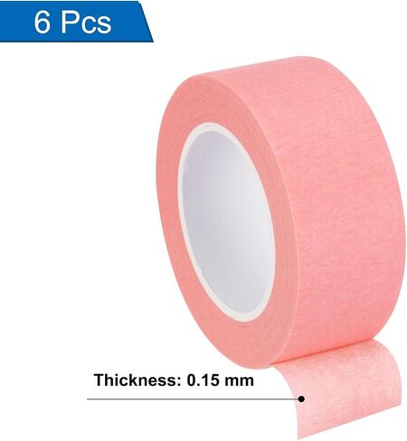 uxcell 6 Pcs 2 Inch Wide 14 Yards Red Masking Tape Painters Tape Rolls for Home Office Commercial Contractor Clean Drip-Free Painting Wide Crepe Paper in Kuwait