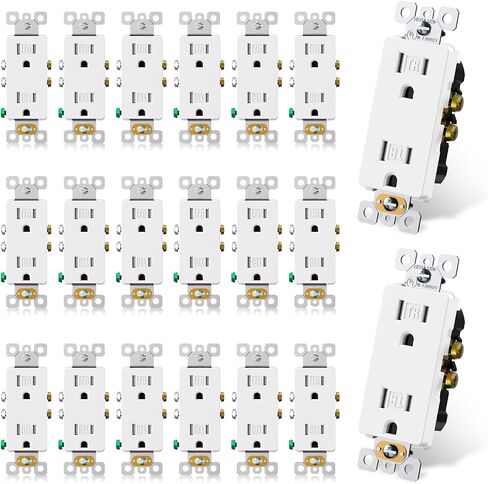 ELEGRP Matte Black Decorator Outlets ، منافذ وعاء الجدار ، المقاومة للعبث 15 أمبير مخرج جدار كهربائي قياسي ، درجة سكنية ، صفيحة ذاتية ، 125 فولت ، صفيحة حائط متوسطة الحجم ، مدرجة في UL ، 10 حزمة in Kuwait