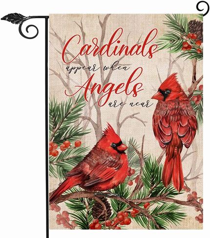 Hzppyz Cardinals Appear When Angels are Near Winter House Flag, Red Birds Berry Pine Tree Branch Pinecone Decorative Garden Yard Outdoor Large Decor, Christmas Farmhouse Home Outside Decoration 28x40 in Saudi Arabia