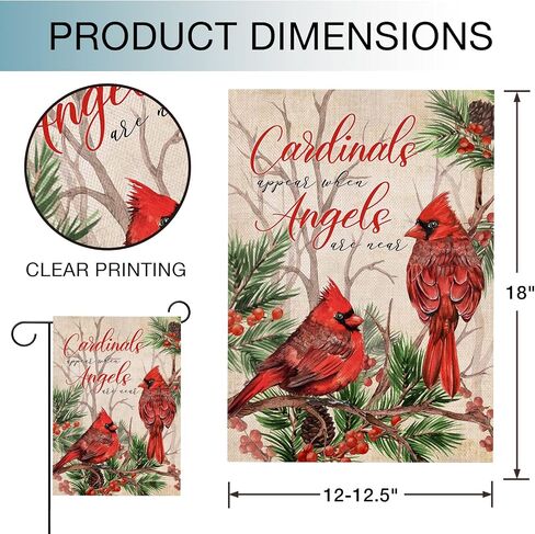 Hzppyz Cardinals Appear When Angels are Near Winter House Flag, Red Birds Berry Pine Tree Branch Pinecone Decorative Garden Yard Outdoor Large Decor, Christmas Farmhouse Home Outside Decoration 28x40 in Saudi Arabia