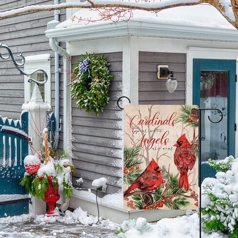 Hzppyz Cardinals Appear When Angels are Near Winter House Flag, Red Birds Berry Pine Tree Branch Pinecone Decorative Garden Yard Outdoor Large Decor, Christmas Farmhouse Home Outside Decoration 28x40 in Saudi Arabia