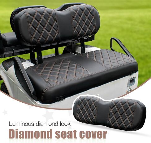 Nokins Golf Cart Diamond Covers Cover ، Fit Ezgo Freedom Txt Txt T48 2014+ وسادة مقعد أمامية عادية ، غطاء مقعد فينيل غولف ، لا توجد أظافر مطلوبة in Kuwait