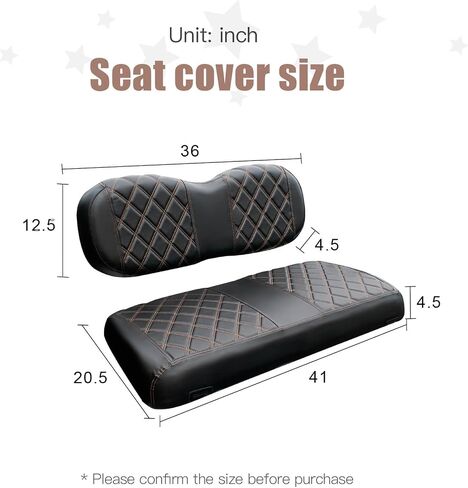 Nokins Golf Cart Diamond Covers Cover ، Fit Ezgo Freedom Txt Txt T48 2014+ وسادة مقعد أمامية عادية ، غطاء مقعد فينيل غولف ، لا توجد أظافر مطلوبة in Kuwait