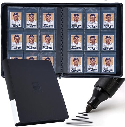 Semi Rigid Card Holder Binder, Premium Card Saver 1 Binder with Sleeves for Trading Cards & Sports Cards Storage - Holds 360 Semi Rigid Card Holders for Grading（Classic Red） in Kuwait