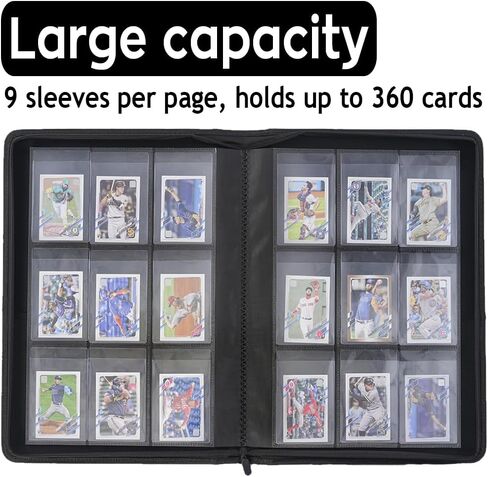 Semi Rigid Card Holder Binder, Premium Card Saver 1 Binder with Sleeves for Trading Cards & Sports Cards Storage - Holds 360 Semi Rigid Card Holders for Grading（Classic Red） in Kuwait