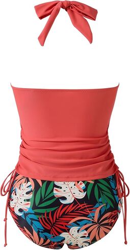 MOOSLOVER Women Sexy Halter Tankini Swimsuit Tummy Control High Waisted Two Piece Bathing Suit in Kuwait