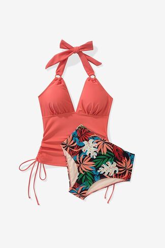 MOOSLOVER Women Sexy Halter Tankini Swimsuit Tummy Control High Waisted Two Piece Bathing Suit in Kuwait