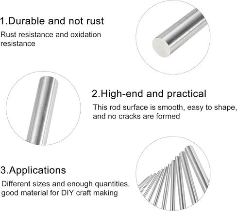 MECCANIXITY 304 Stainless Steel Round Rods, 16mm x 250mm Solid Shaft Rods for DIY Craft Model Car Helicopter Airplane, Pack of 2 in Kuwait