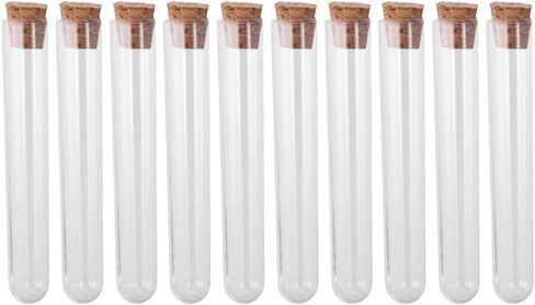 10Pcs PS Plastic Test Tubes with Cork Stoppers, Storage Container for Scientific Experiments Sample Display Decorations in Kuwait