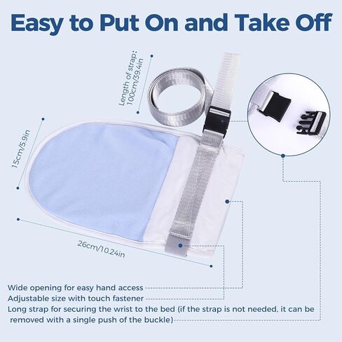 Medical Restraint Mittens with Removable Ties for Patients or Elderly, 2Pcs, Soft and Skin-friendly, Restraint Mitts Restraint Gloves with Finger Ring, Anti Scratch and Dementia for Adults, Grey in Kuwait