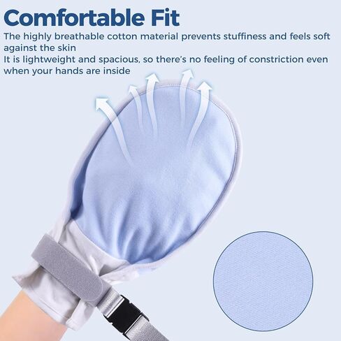Medical Restraint Mittens with Removable Ties for Patients or Elderly, 2Pcs, Soft and Skin-friendly, Restraint Mitts Restraint Gloves with Finger Ring, Anti Scratch and Dementia for Adults, Grey in Kuwait