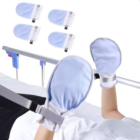 Medical Restraint Mittens with Removable Ties for Patients or Elderly, 2Pcs, Soft and Skin-friendly, Restraint Mitts Restraint Gloves with Finger Ring, Anti Scratch and Dementia for Adults, Grey in Kuwait