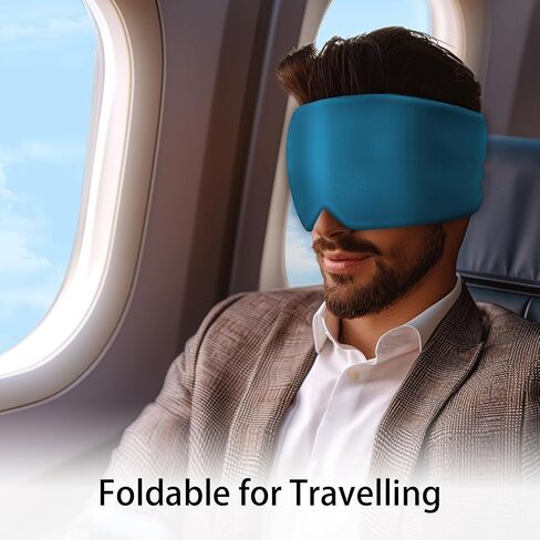 قناع النوم قناع العين الحريري للنساء والرجال، قناع نوم ناعم يحجب الضوء بالكامل معصوب العينين أثناء الليل، غطاء ظلال العيون مع شريط فيلكرو عريض قابل للتعديل، أسود in Saudi Arabia