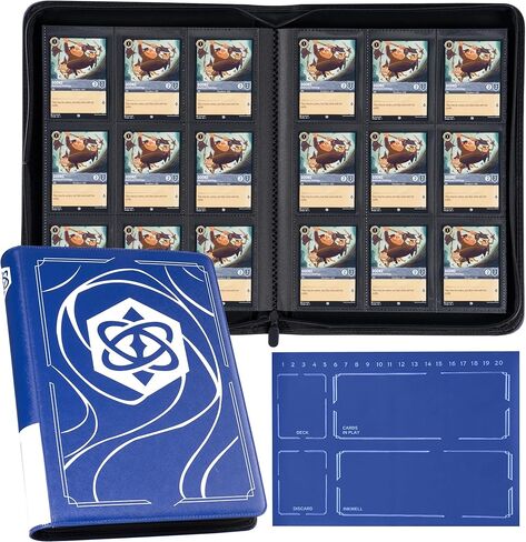 Binder for Lorcana Cards, Premium 9 Pocket Trading Card Album with 500 Pockets & Playmat Compatible with Lorcana Cards, Tokens and Rules sheet - Classic Silver Gray in Saudi Arabia