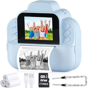 Instant Print Camera for Kids, Upgraded 2.4Inch Kids Camera Instant Print with 32GB SD Card,1080P Digital Camera, Portable Camera Instant Print, Birthday Gifts for Boys and Girls (Purple)