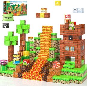 Magnetic Blocks - Build Mine Magnet World Kids Games Magnetic Building Toys Kingdom & Lava World Adventure STEM Toys for Age 3-10 Boys Girls Sensory Toys for Toddlers Great Gifts 3+ Years Old