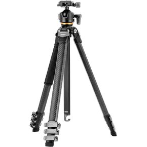 Fotopro Compact Carbon Fiber Tripod, 60 inches Profile Legs Portable Travel Tripod, Professional Heavy Duty Tripod Max Load 33lbs with Super-Large Ball Head Weatherproof Bag, Fotopro Origin Black