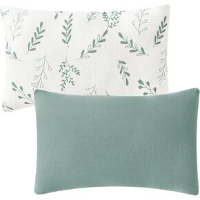 JELLYMONI 2 Pack Muslin Toddler Pillowcase for 13x18 Pillow, 100% Cotton Baby Pillow Case Cover for Bed, Toddler Cot and Travel, Soft & Breathable Baby Kids Envelope Pillowcase, No Pillow