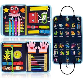 Gojmzo Busy Board Montessori Toys for 1 2 3 4 Year Old Girl Birthday Gifts, Busy Book Sensory Toys for Toddlers 1-3, Toddler Girl Toys Age 1-2, 2-4, Learning Educational Toy Travel Activities
