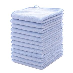 MUKIN Baby Washcloths Set - 12 Pack 12x12 Inches Microfiber Coral Fleece Face Towel for Newborns, Infant, Toddlers or Kids. Ultra Soft and Absorbent wash Cloth for Baby (Pink)