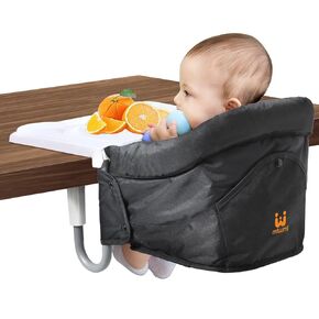 MTWML Hook On High Chair with Tray,Portable Baby High Chair That Attaches to Table,Clip On Fast Table High Chair for Babies and Toddlers.Baby Feeding Seat for Dining Table and Counter (Stripe-Blue)