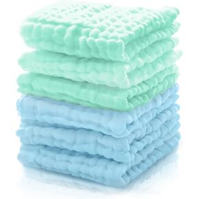 Baby Burp Cloths 100% Cotton, 6 Pack Muslin Washcloths Large, Soft and Absorbent Baby Burping Cloth for Girls and Boys，6 Layers, 20x10 Inches