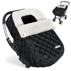 Winter Baby Car Seat Cover, Warm Carseat Cover with Removable Zipper for Baby Boys & Girls, Waterproof Car Seat Covers, Keeps Babies Warm and Cozy in Cold Weather, Dark Grey