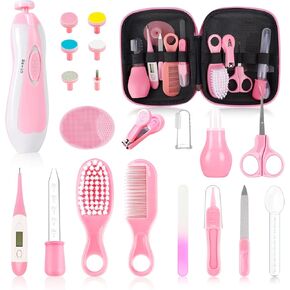 Baby Healthcare and Grooming Kit,22 in 1 Baby Electric Nail Trimmer Set, Baby Grooming Kit,Newborn Nursery Health Care Set,Infant Comb,for Newborn Infant Toddler Kids (Pink)