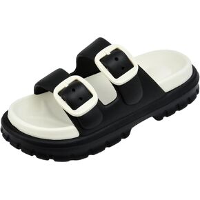 Double Buckle Sandals for Women Men, Adjustable Sandals Women Comfortable, Women's Platform Slides Sandals, Summer Cloud Beach Slides for 2024