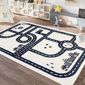 USTIDE Pink Hopscotch Number Counting Activity Educational Learning Area Rug Soft Floor Carpet for Bedroom Playroom Nursery Children Crawling Rectangle Play Mat,5x7ft