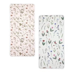 haakaa Waterproof Changing Pad Liners, Portable Baby Changing Pad Cover, Diaper Changing Mat Reusable, 100% Cotton, Ultra Soft Breathable, Honey Blossom+Vintage Garden (2pcs, 13" x 27.5")