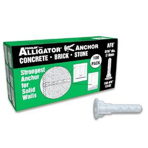 TOGGLER ALLIGATOR AF8 Flanged Anchor, Polypropylene, Made in US, For #8 to #14 Fastener Sizes (Pack of 100)