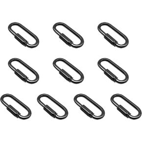 ECUDIS 10 Pack D Shape Chain Locking 4MM Chain Quick Link Connector, Black