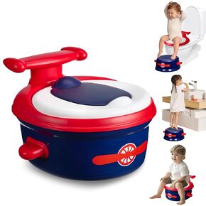 3-in-1 Potty Training Toilet (Chair, Seat, Step Stool), Comfortable Backrest & Splash Guard, One-click Assembly, Easy to Clean - Versatile Toddler Potty Trainer for Boy Girl(Red)
