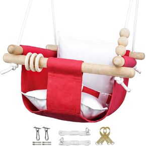 Baby Swing Outdoor and Indoor - Canvas Baby Swing 6 Months to 3 Years, Durable Baby Swing Chair, Indoor Baby Swing, Outdoor Baby Swing, Full Set of Ceiling Screws (Gray)