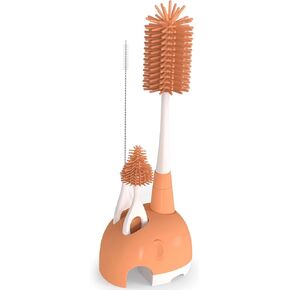 Baby Bottle Brush Set with Stand, 4 in 1 Soft Silicone Bottle Brush Cleaner, Nipple Straw Cleaner Brush, Detachable Boilable Sterilizable Bristles Long Handle, Cleaning Brush Baby Essentials (Green)