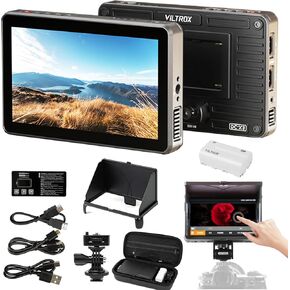 VILTROX DC-X2 2000Nit Camera Field Monitor Touchscreen 6 inch 4K HDMI Camera Monitor 1920x1080 IPS DSLR Monitor with Sunshade Hood/Battery 3D LUT 160° Super Wide View Angle Video Monitors High-Bright in Kuwait