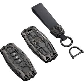 Heavy Metal Key Fob Cover Case Protector for Nissan, Keychain, Altima Maxima Q60 Smart Remote Key fob Cover case Key Holder 5 Buttons car accessories